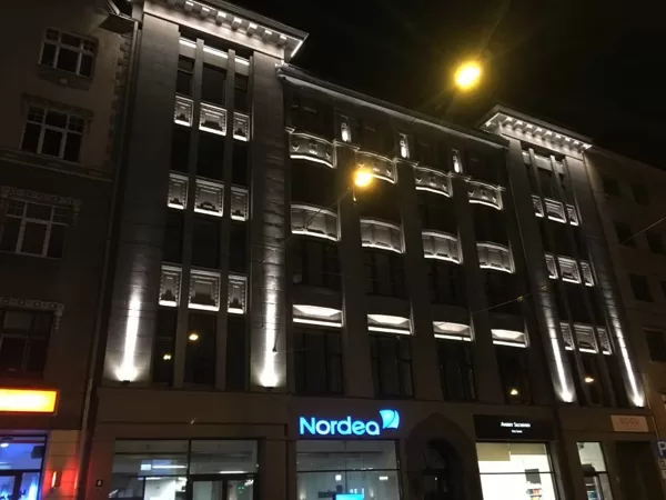 Fasādes apgaismojums Tērbatas 4, Rīga